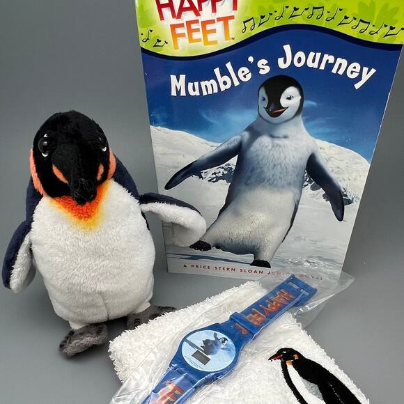 Happy Feet Penguin Plush Toy, Watch, Book & Washcloth - Picture 1 of 6